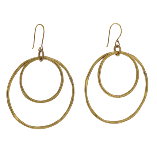 Gemini Earrings, Round, Lrg - Brass - Brass