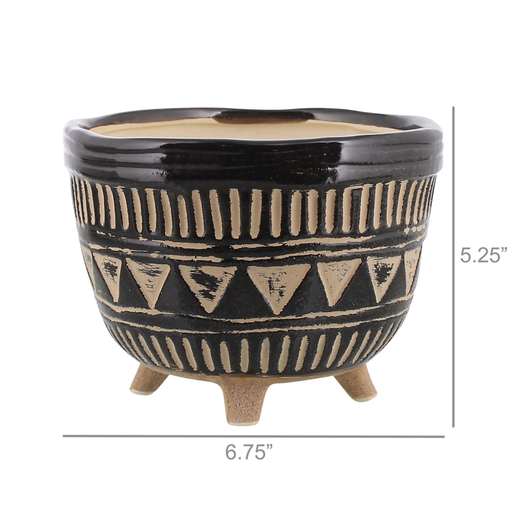 Apache Print Bowl, Ceramic - Lrg - Black & Natural