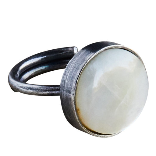 Penny Ring, Silver, Mother of Pearl - Light