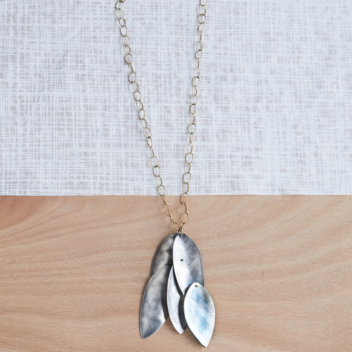 Dona Necklace, Silver, Mother of Pearl - Dark