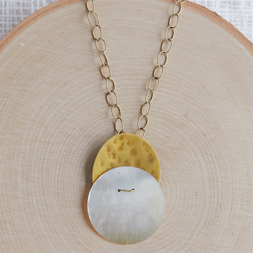 Cari Necklace, Brass, Mother of Pearl - Light