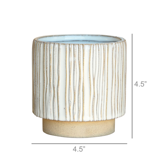 Ramos Vertical Stripe Cachepot, Stoneware - 4”