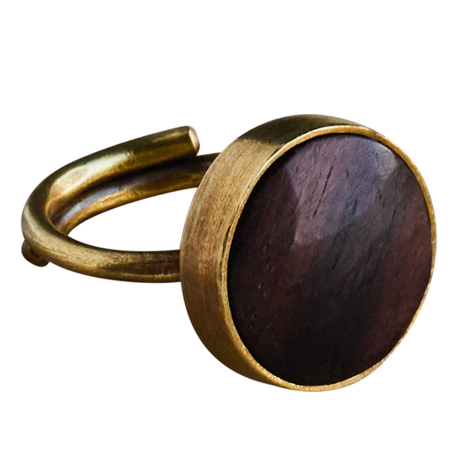 Penny Ring, Brass, Dark Wood