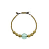 Seaglass Beaded Brass Bracelet-Aqua