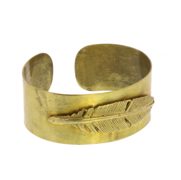Penna Brass Feather Cuff