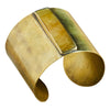 Suja Cuff with Bezel Set Rectangle MOP, Brass, Mother of Pearl