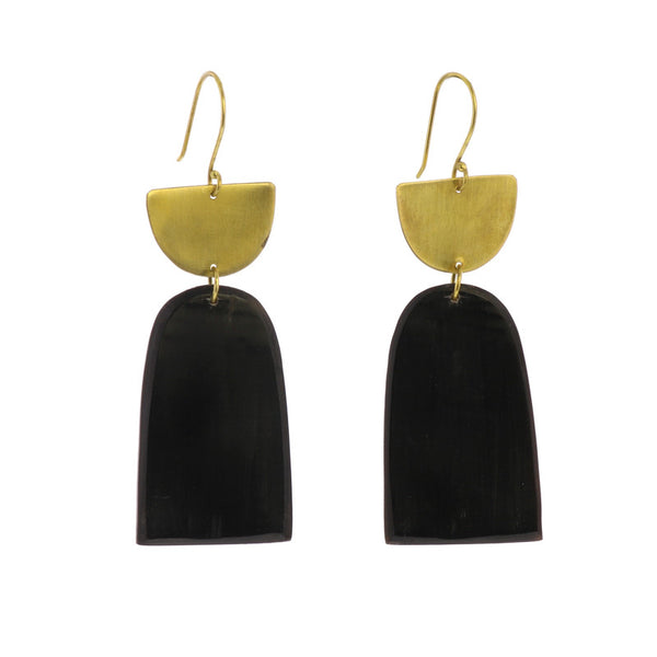 Leucadia Earrings, Brass & HornÂ  - Arches - Dark Horn
