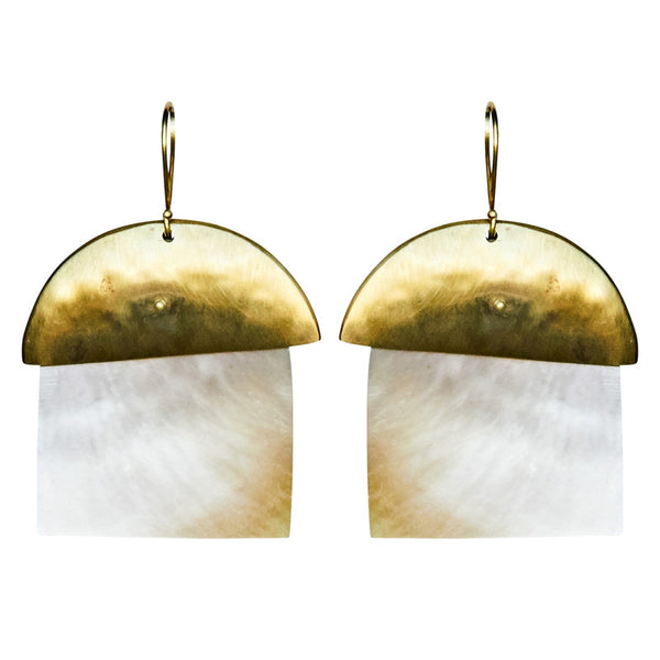 Zia Earring, Brass, Mother of Pearl - Light