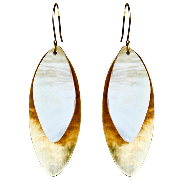 Dona Earring, Brass, Mother of Pearl - Light