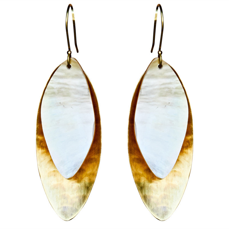 Dona Earring, Brass, Mother of Pearl - Light