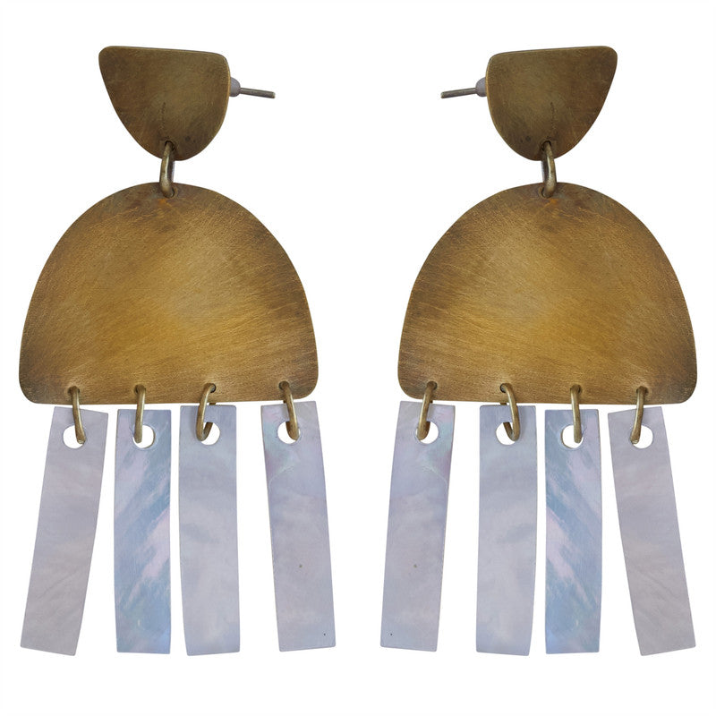 Rio Earring - Arch, Brass, Mother of Pearl - Light