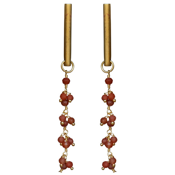 Vail Earring w/ Dangling Chain, Carnelian
