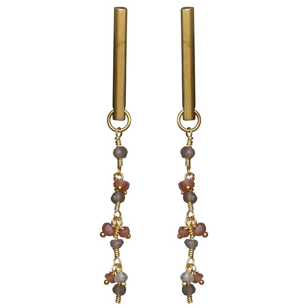 Vail Earring w/ Dangling Chain, Moonstone