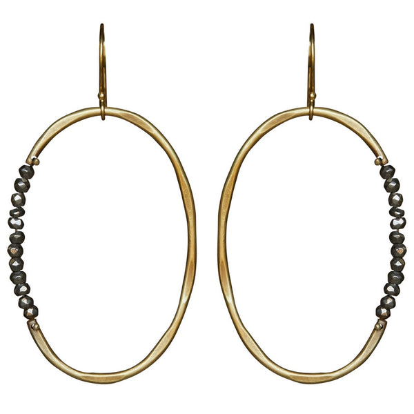 Aurora Earring - Oval with Stones, Pyrite