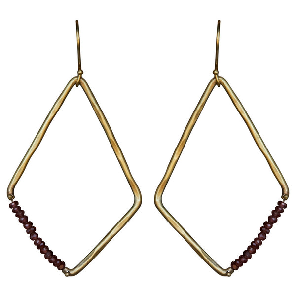 Aurora Earring - Kite with Stones, Garnet
