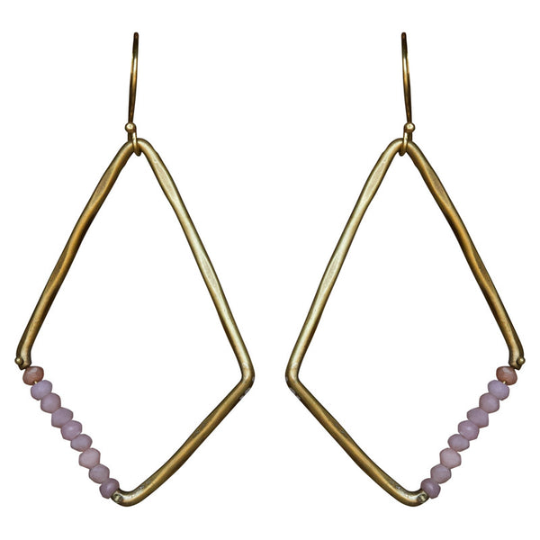 Aurora Earring - Kite with Stones, Pink Opal