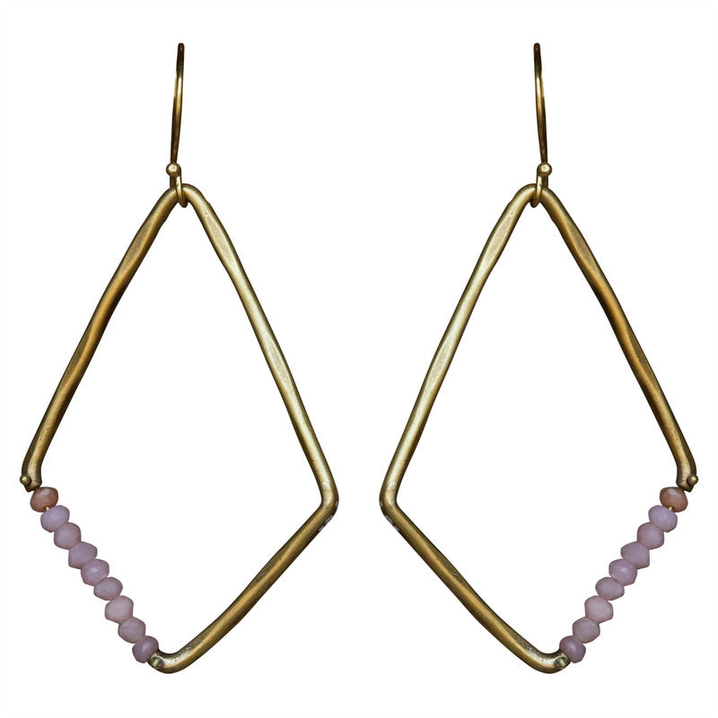 Aurora Earring - Kite with Stones, Pink Opal