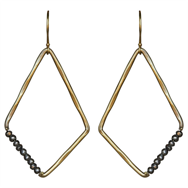 Aurora Earring - Kite with Stones, Pyrite