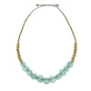 Seaglass Beaded Brass Necklace-Aqua