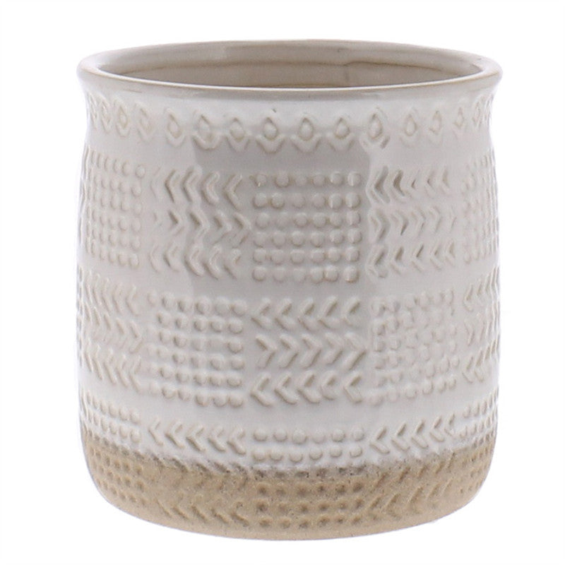 Cheyenne Cachepot, Ceramic - Med - White