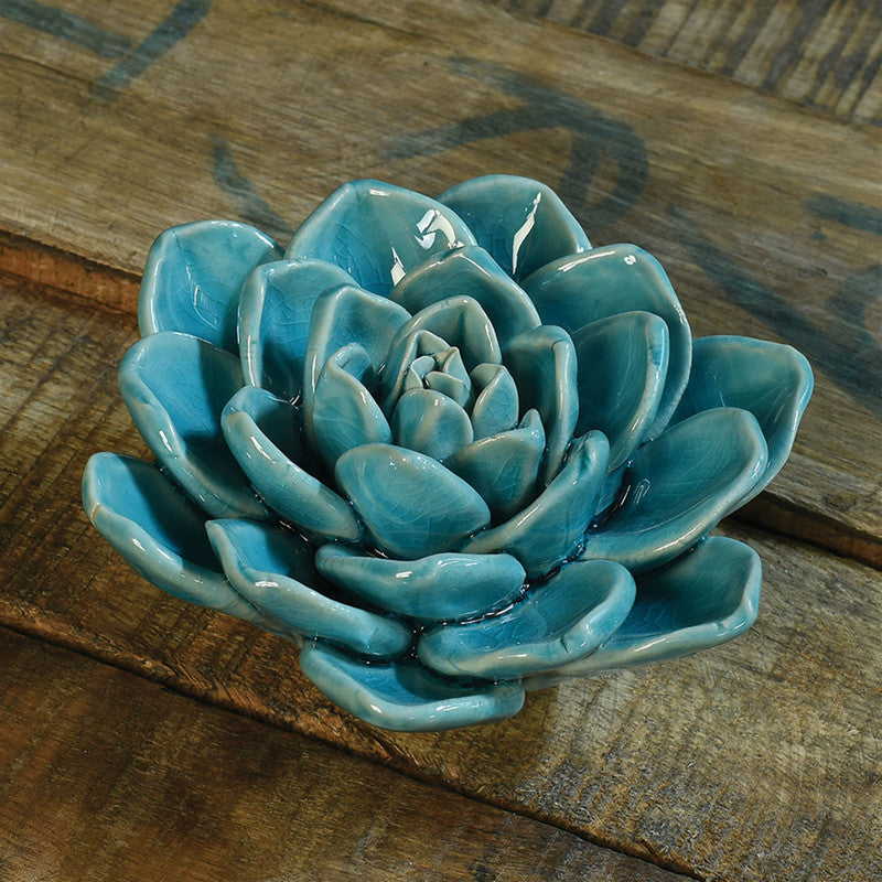 teal succulent pots Homart Ceramic Succulent Flower in Teal Green
