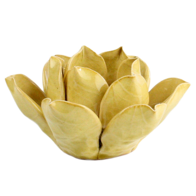 Lotus Tea Light Holder Yellow