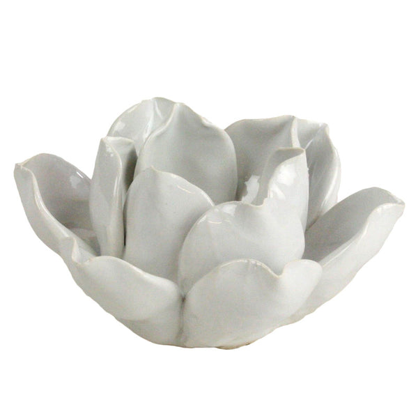 Lotus Tea Light Holder White