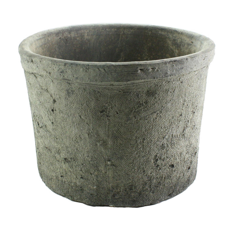 Rustic Terra Cotta Cylinder - Sm Moss Grey