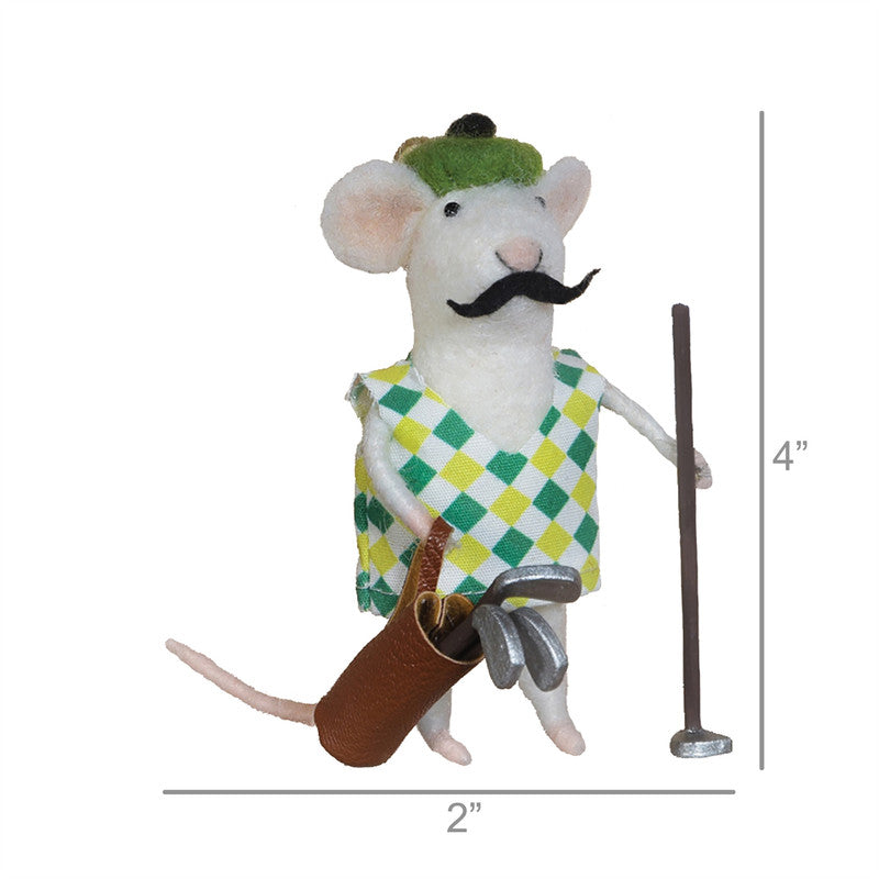 HomArt Felt Golfer Mouse Ornament - Thumbnail 2