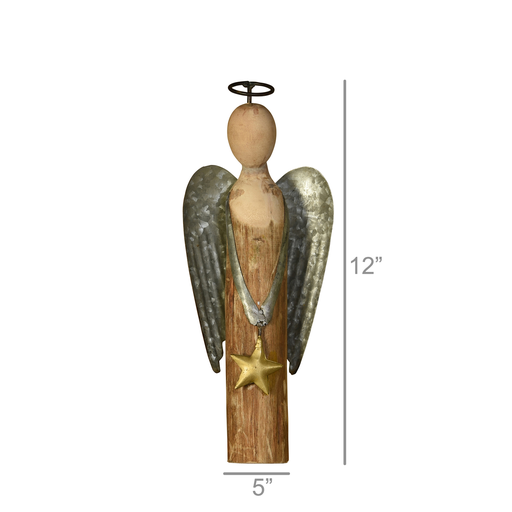 HomArt Angel with Star, Wood & Metal - Sm– AREO