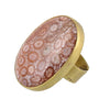 Brass Bezel Set Ring - Fossilized Coral