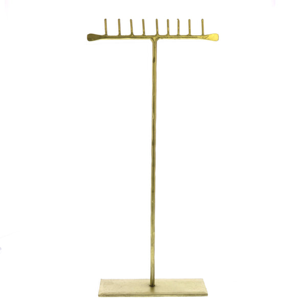Maddox Forged Iron Jewelry T Stand With Pegs - 14 - Brass