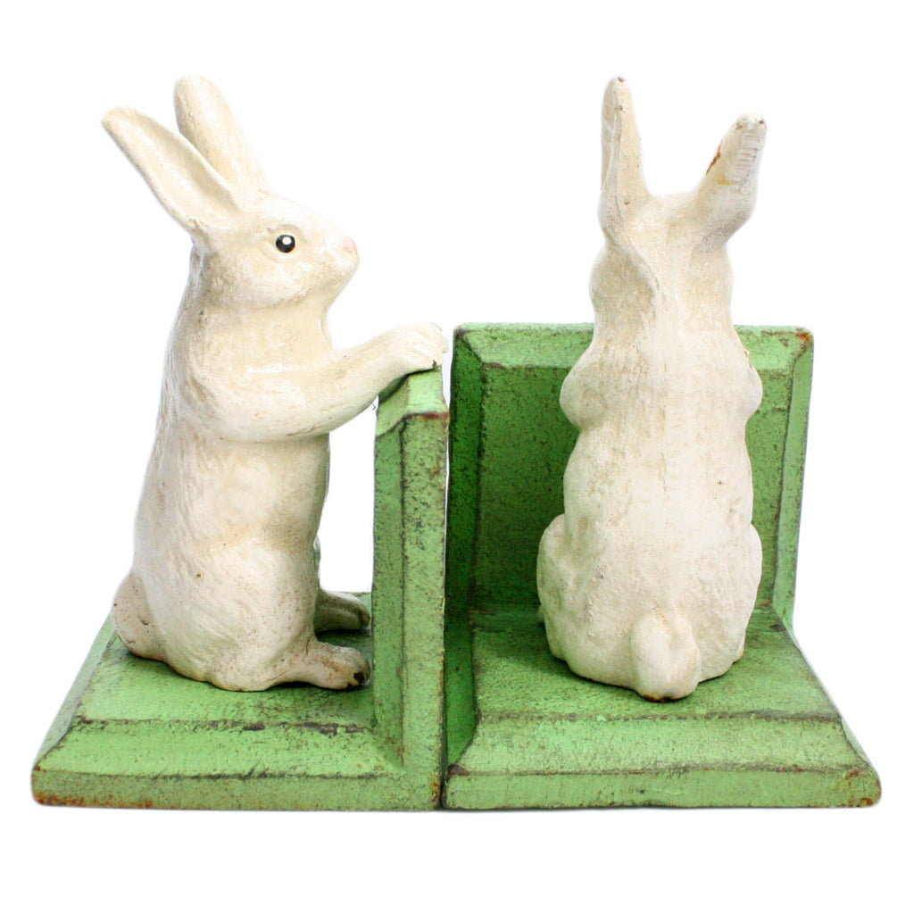 Bunny Bookends - Cast Iron White