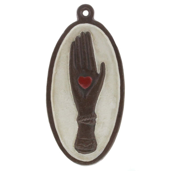 Hand with Heart Plaque - Cast Iron