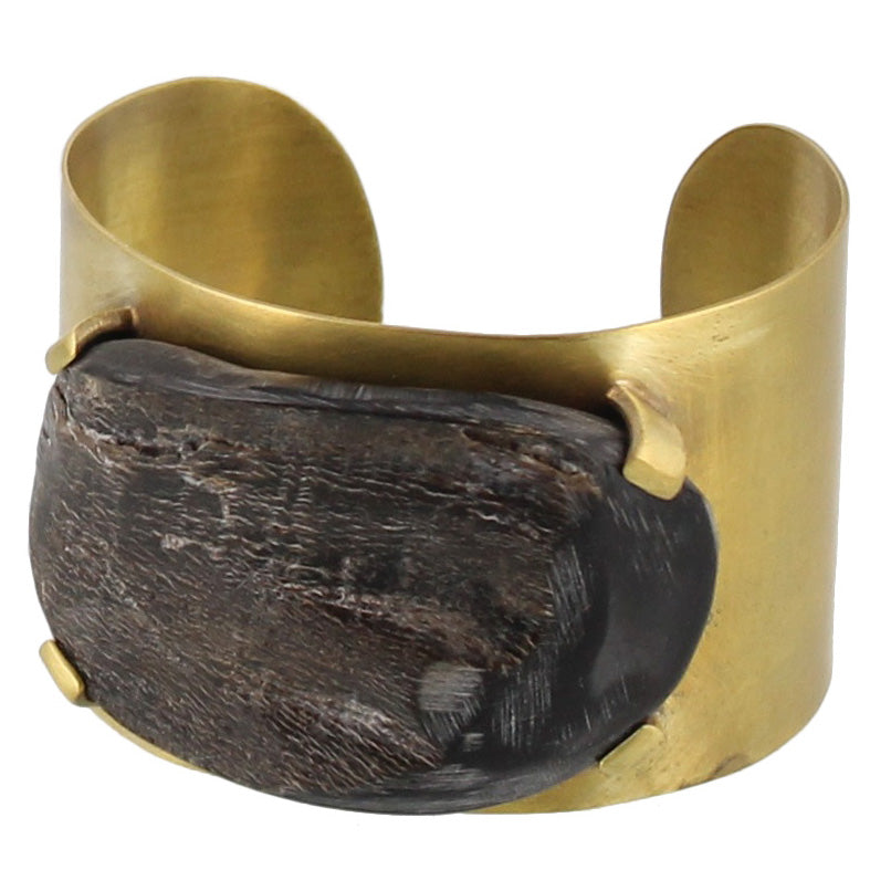 Banten Wide Cuff - Dark Horn, Brass