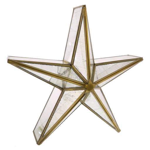 Glass Star Candle Holder, Mirrored - Med