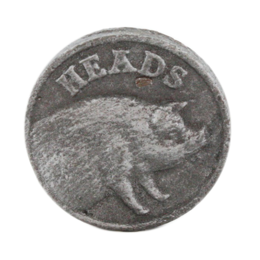 Heads or Tails Coin - Cast Iron Antique Silver
