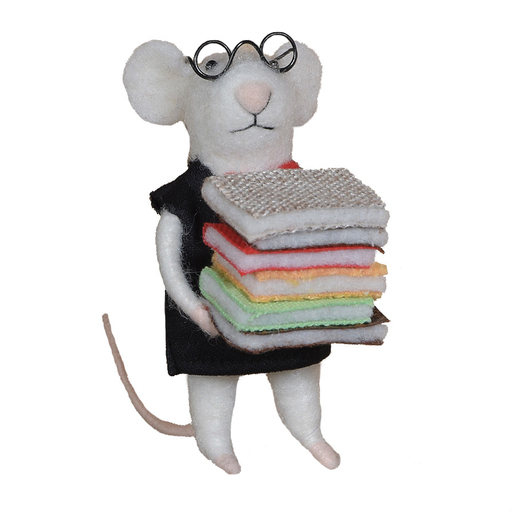 Felt Librarian Mouse Ornament