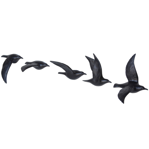 Flying Gulls - Bone China - Set of 5 Matte Black