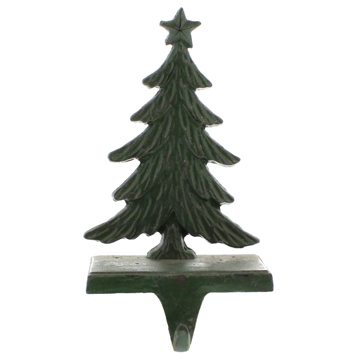 Antique Green Christmas Tree Cast Iron Stocking Holder