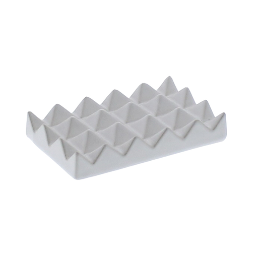 Ceramic Soap Dish - Raised Pyramid, Rectangle - Matte White