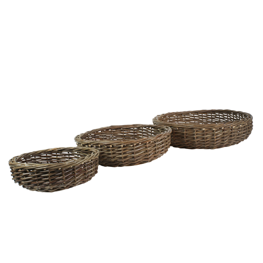 Willow Baskets Low Round - Set of 3