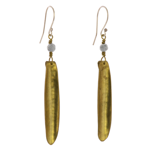 Kona Brass Earrings, Single-Howlite Stone