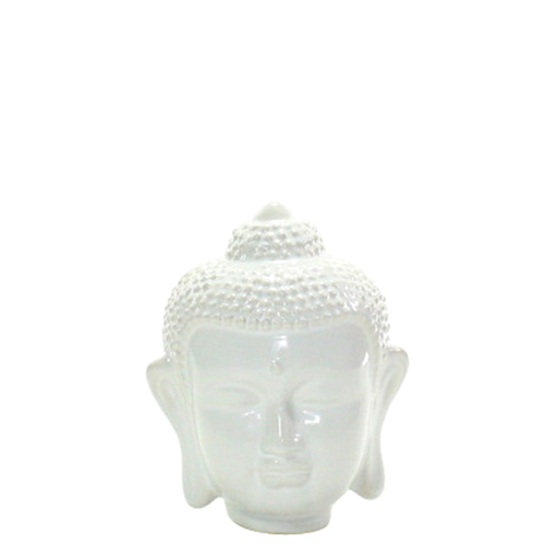 Ceramic Buddha Head - Sm Shiny White