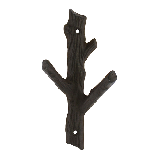 Faux Bois Cast Iron Wall Hook, Branch - Sm - Brown