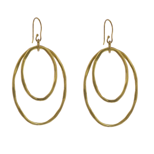 Gemini Earrings, Oval, Lrg - Brass - Brass