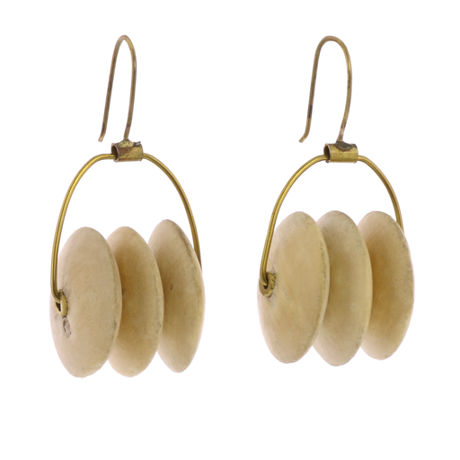 Gaviota Earrings, Wood Disk