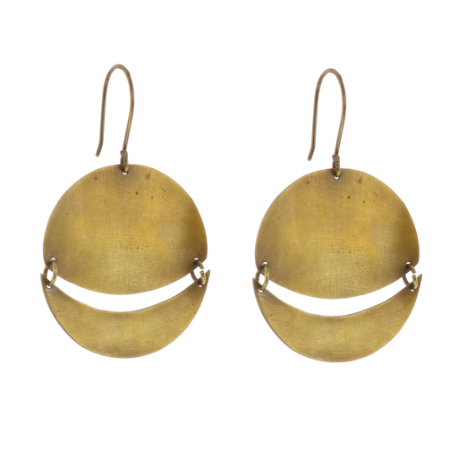 Moonrise Earrings, Round, Sm - Brass
