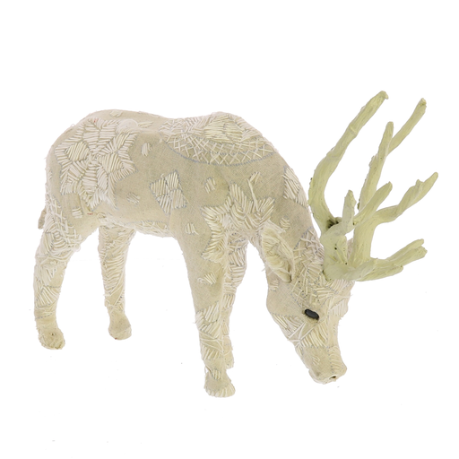 Scandinavian Stag Grazing - Sm - Embroidered White