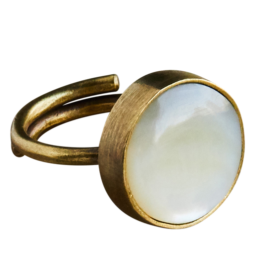 Penny Ring, Brass, Mother of Pearl - Light